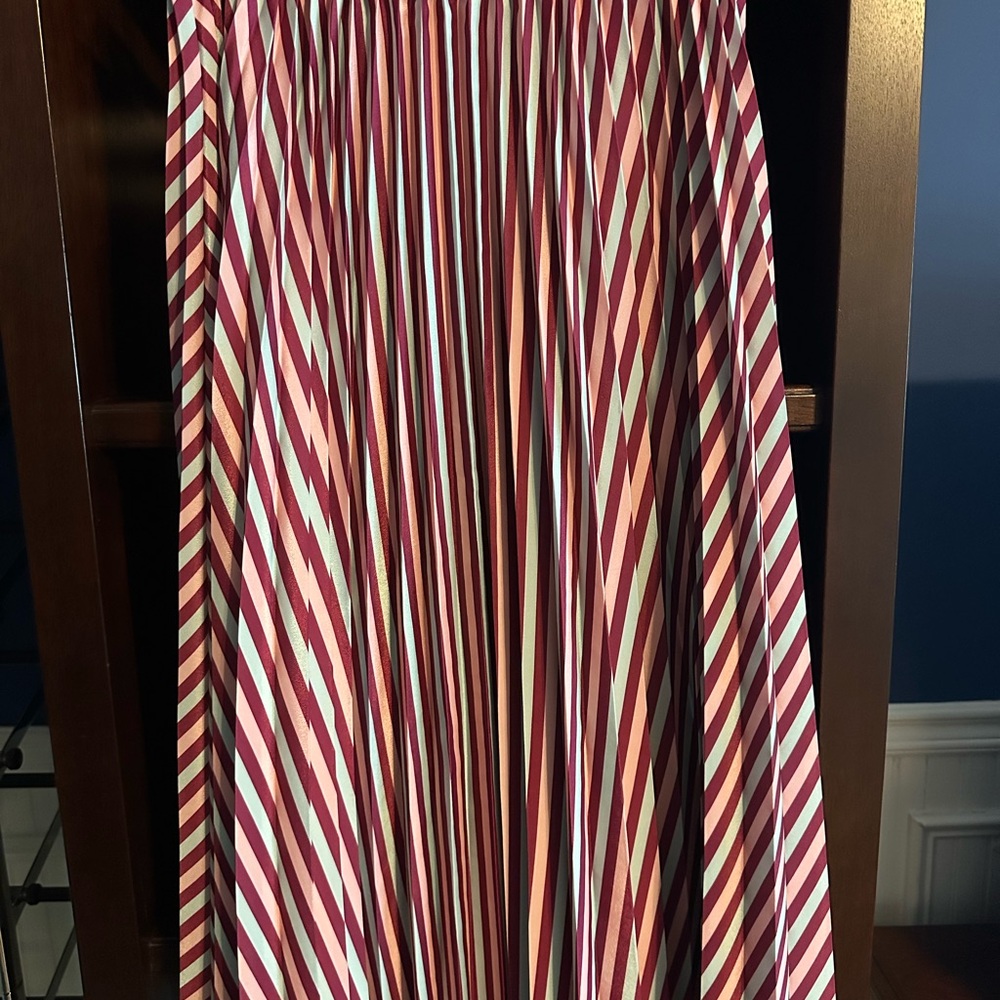 Zara Pink, Blue, and Dark Red Pleated Maxi Skirt